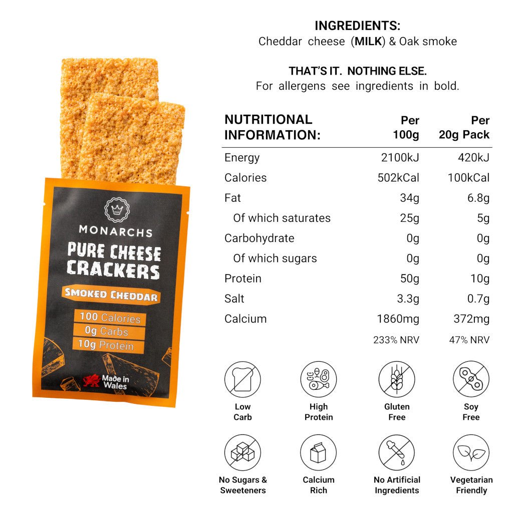 Pure Cheese Crackers - Smoked Cheddar from Monarchs | Available at Sow & Arrow