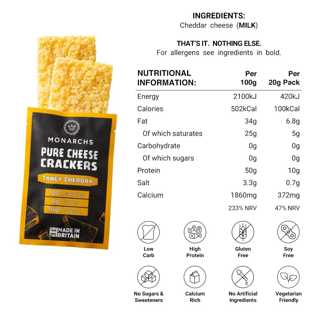 Pure Cheese Crackers - Tangy Cheddar from Monarchs | Available at Sow & Arrow