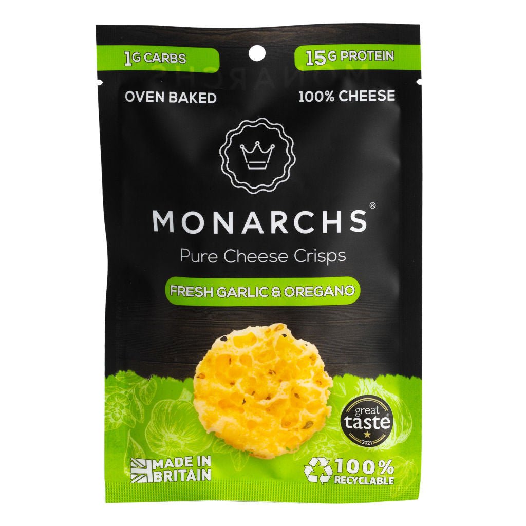 Pure Cheese Crisps - Fresh Garlic & Oregano from Monarchs | Available at Sow & Arrow