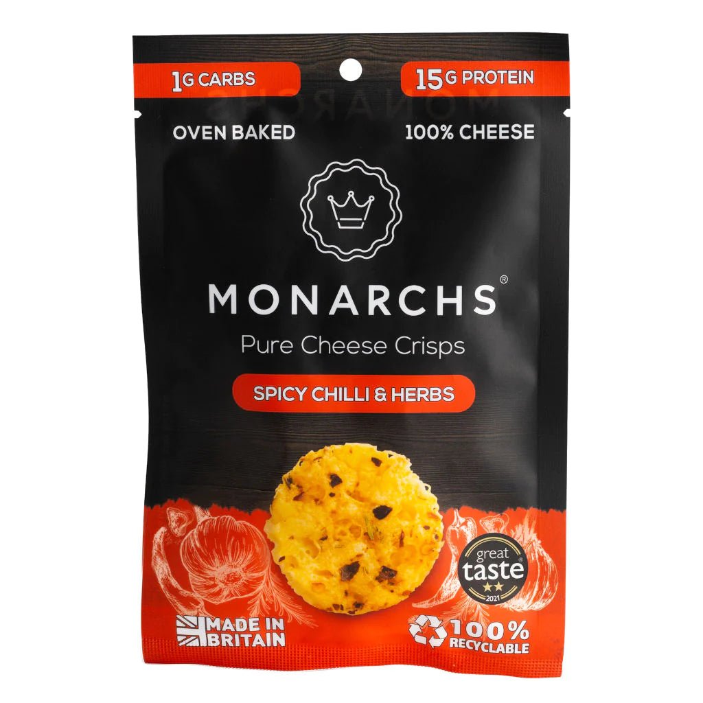 Pure Cheese Crisps - Spicy Chilli & Herbs from Monarchs | Available at Sow & Arrow