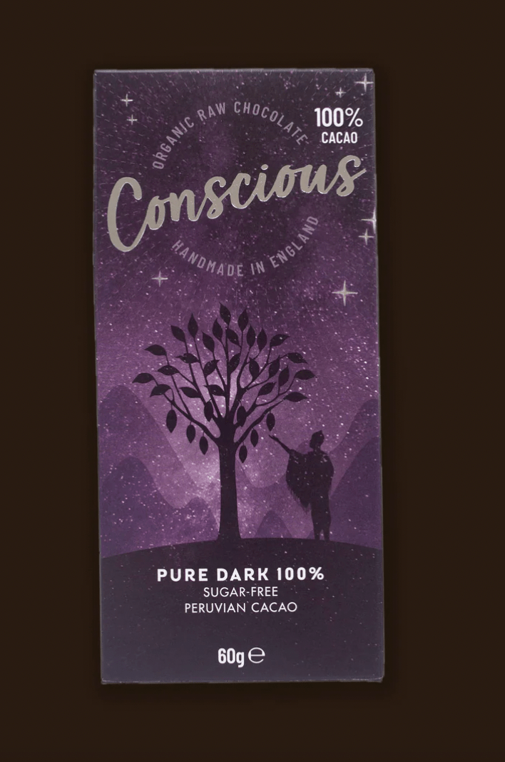 Pure, Dark, British 100% Raw Organic Chocolate - 60g from Conscious | Available at Sow & Arrow