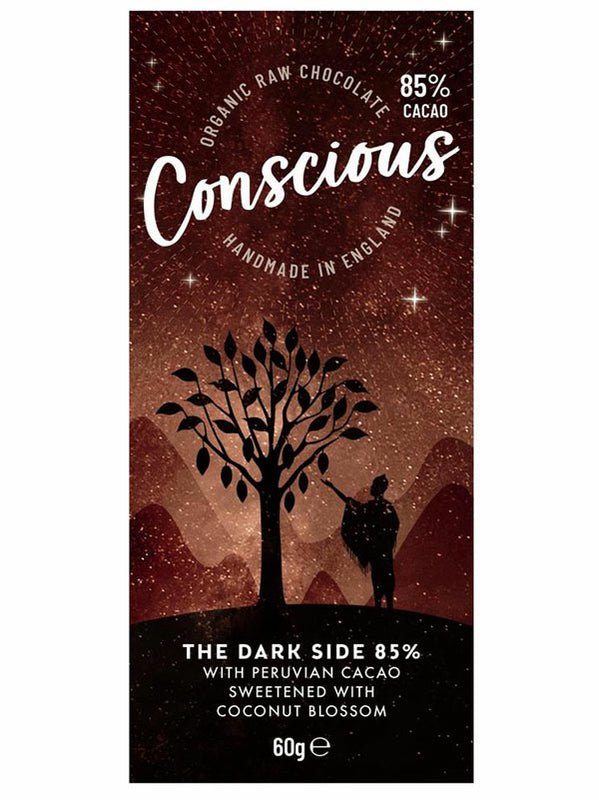 Pure, Dark, British 85% Raw Organic Chocolate - 60g from Conscious | Available at Sow & Arrow