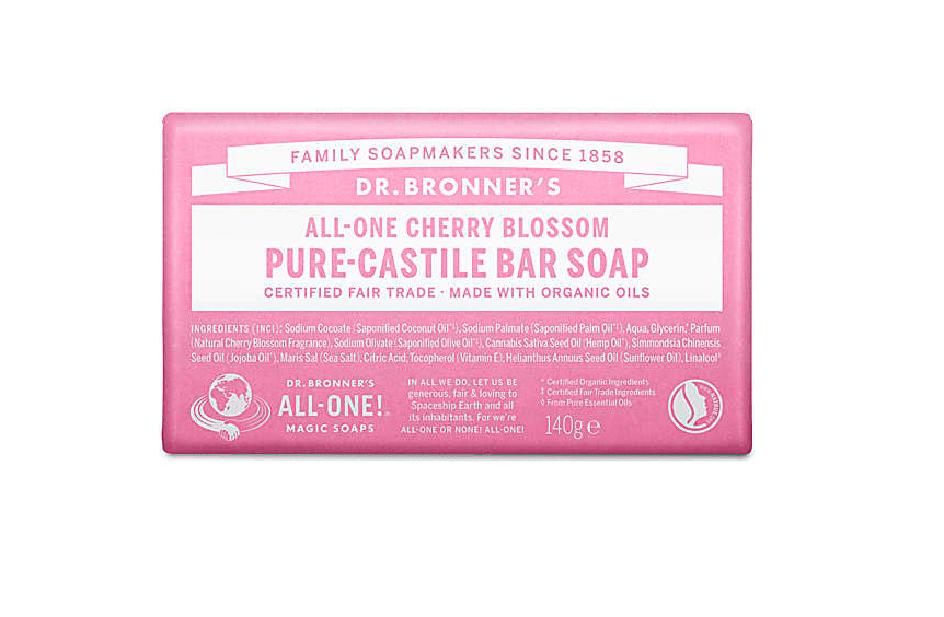 Pure, Organic Dr Bronner's Cherry Blossom Soap Bar - 140g from Dr Bronner's | Available at Sow & Arrow