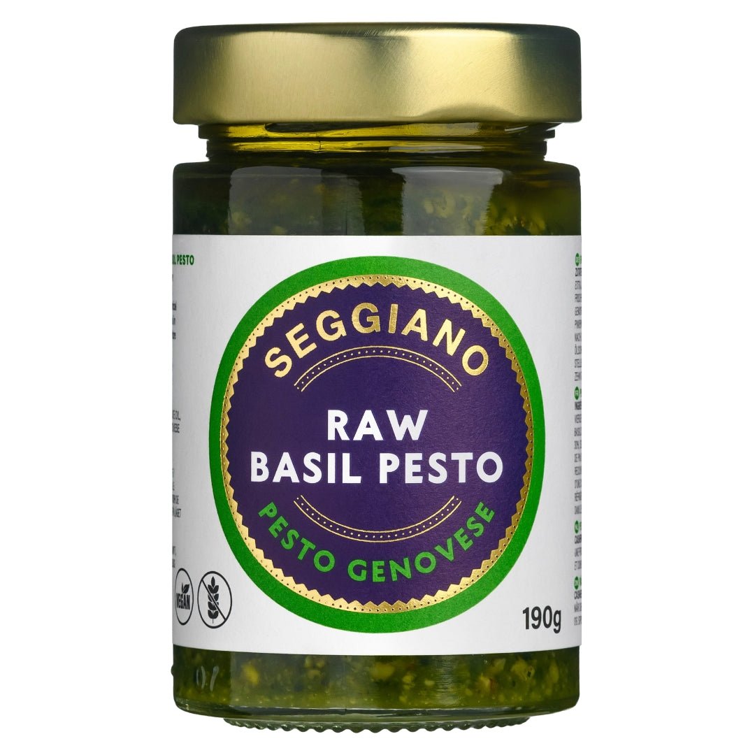 Raw Basil Pesto (Vegan, 100% Olive Oil) - 190g from Seggiano | Available at Sow & Arrow