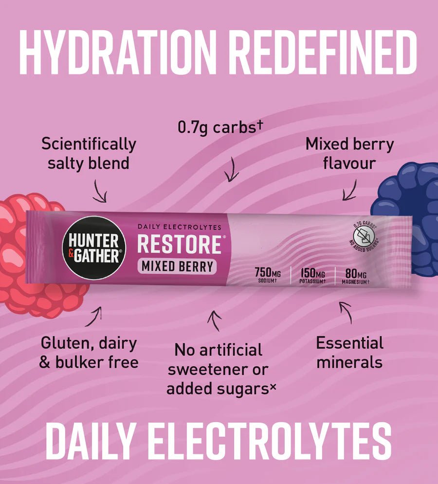 Restore® All Natural Daily Electrolytes - Mixed Berry from Hunter & Gather | Available at Sow & Arrow