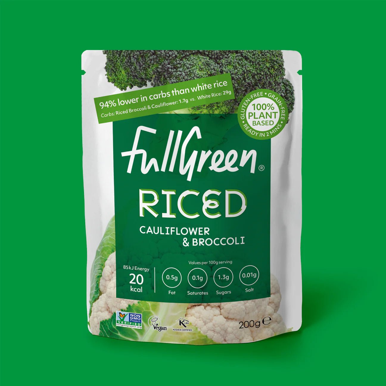 Riced Cauliflower/Broccoli - 200g from Fullgreen | Available at Sow & Arrow