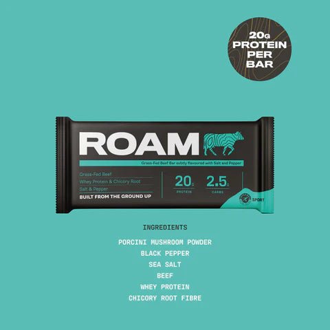 Salt & Pepper Grass - Fed Beef Bar - 40g from Roam | Available at Sow & Arrow