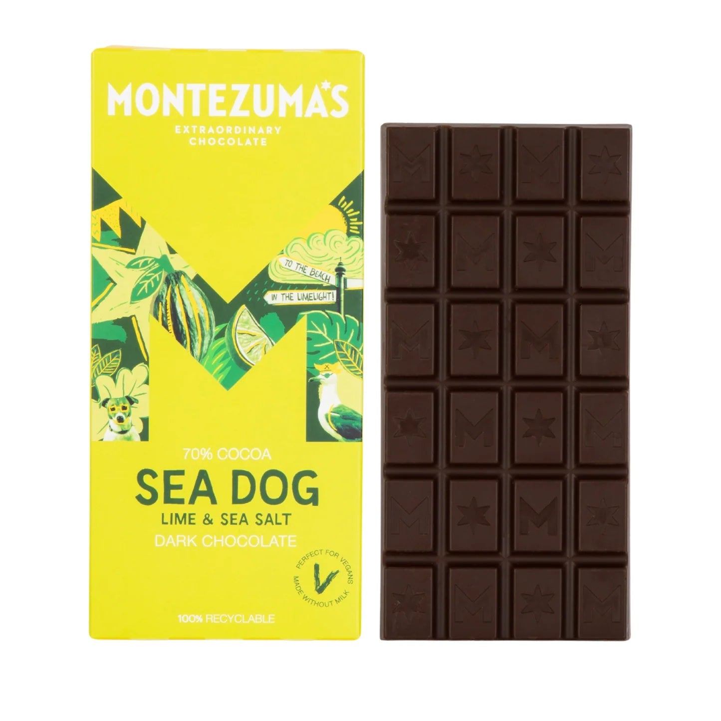 Sea Dog - Dark Chocolate with Lime & Sea Salt from Montezuma's | Available at Sow & Arrow