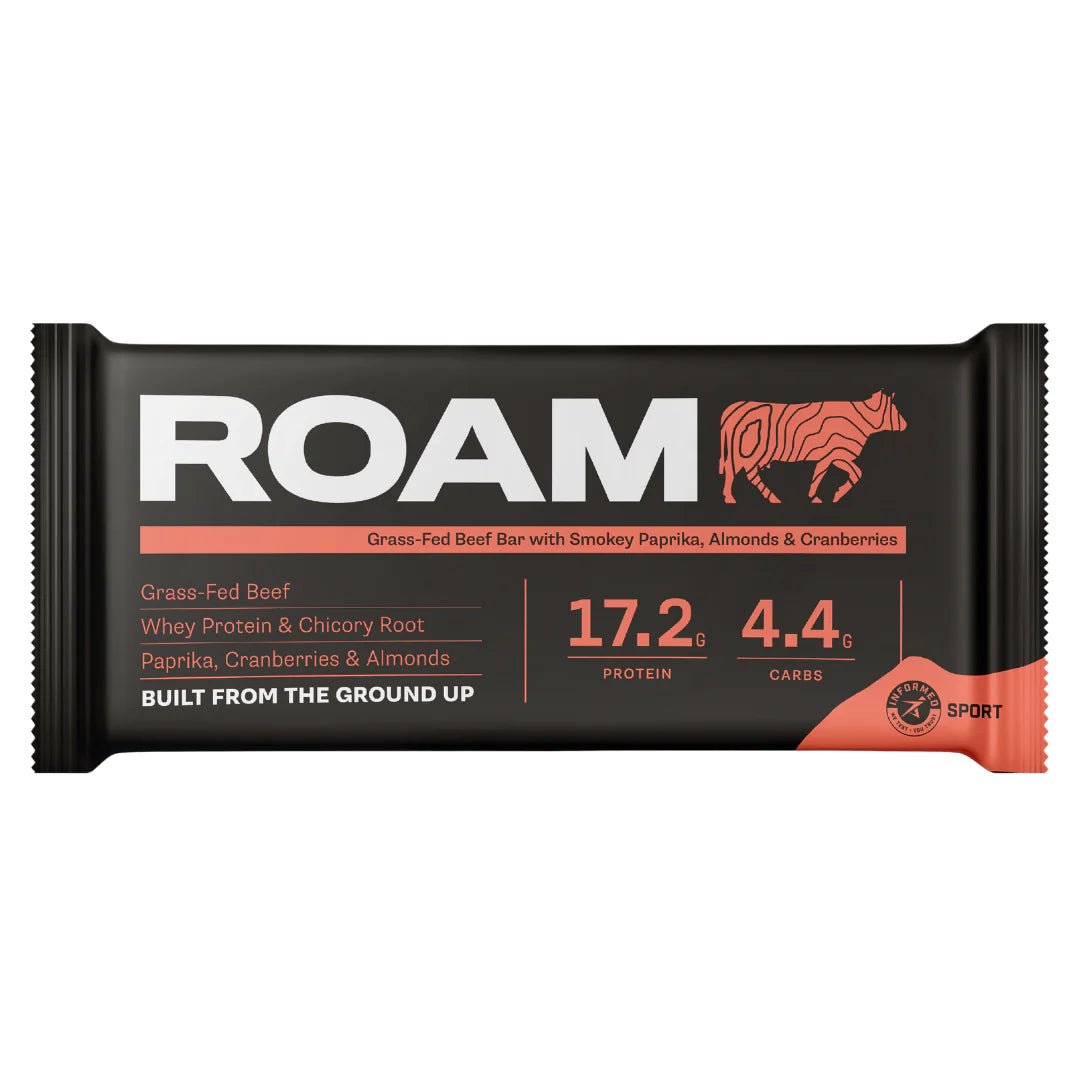 Smokey Paprika, Cranberry & Almond Grass - Fed Beef Bar - 40g from Roam | Available at Sow & Arrow