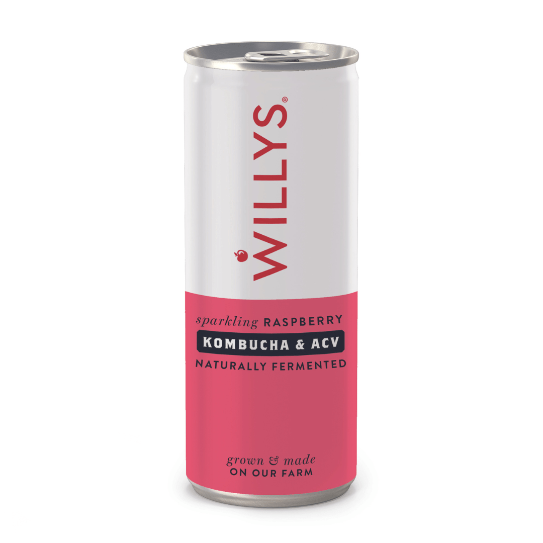 Sparkling Raspberry Kombucha & Apple Cider Drink - 250ml from Willy's | Available at Sow & Arrow