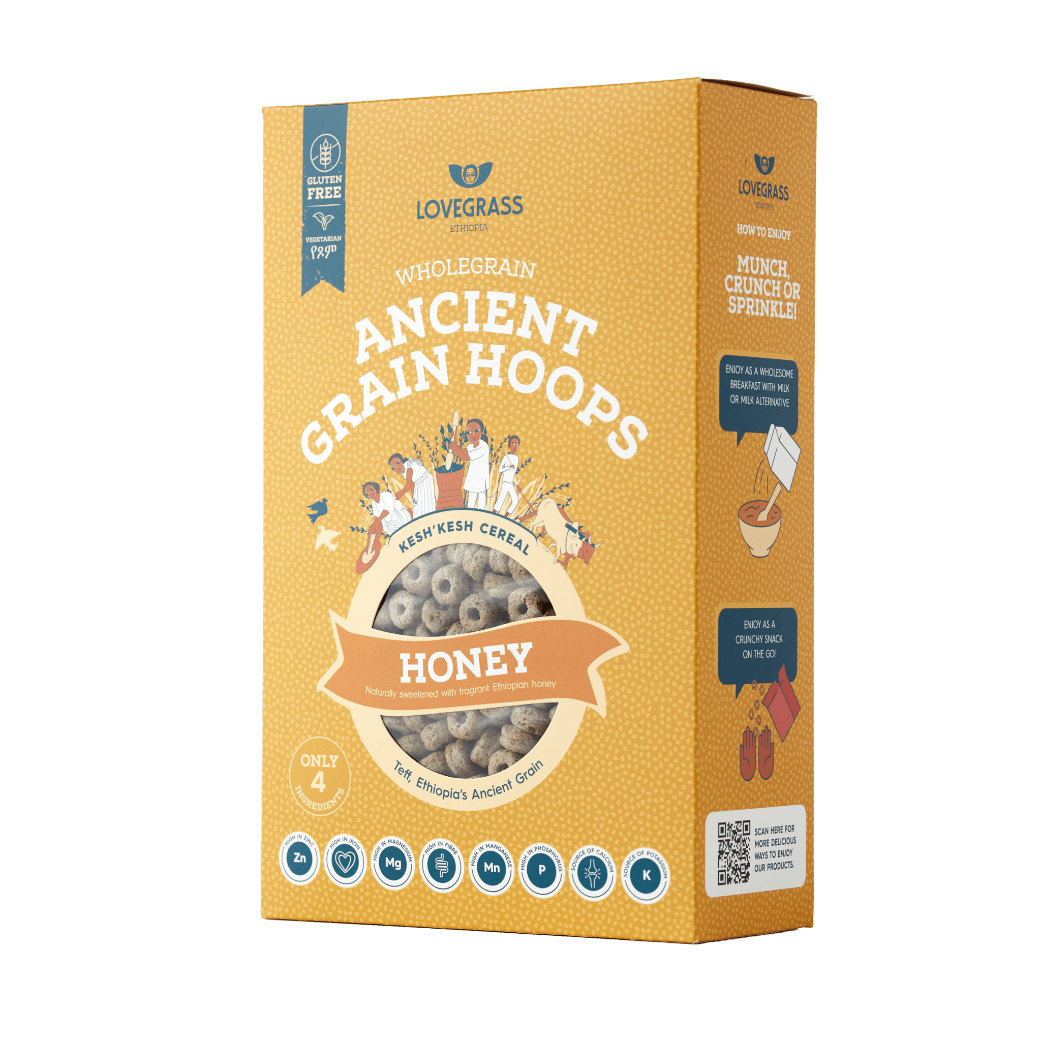 Teff Ancient Grain Honey Hoops - 350g from Lovegrass | Available at Sow & Arrow