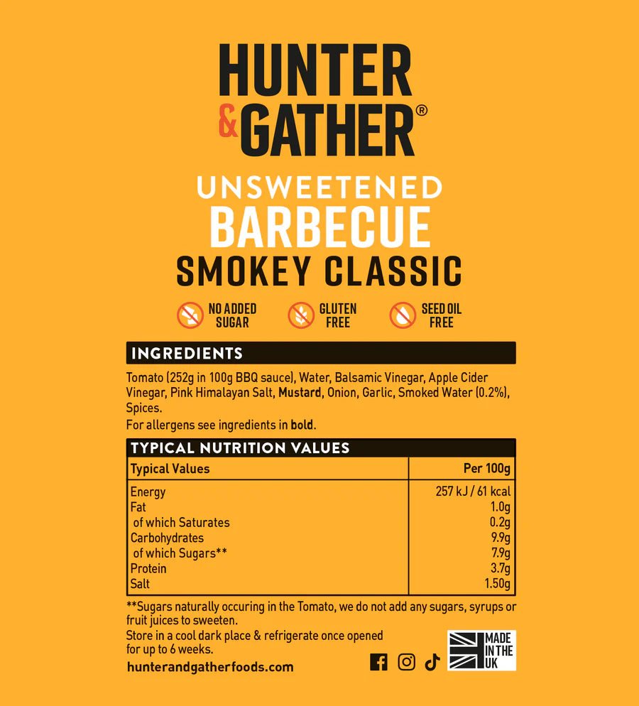 Unsweetened Smokey BBQ sauce - 350g from Hunter & Gather | Available at Sow & Arrow