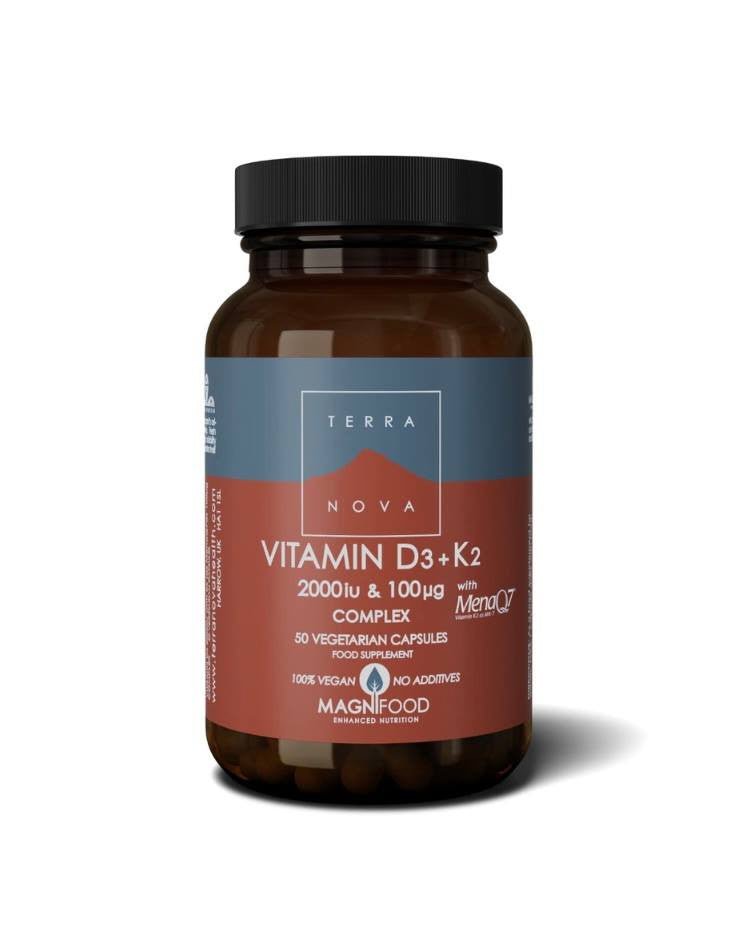 Vitamin D3 (2000IU) & K2 - 50 Capsules from TerraNova | Available at Sow & Arrow