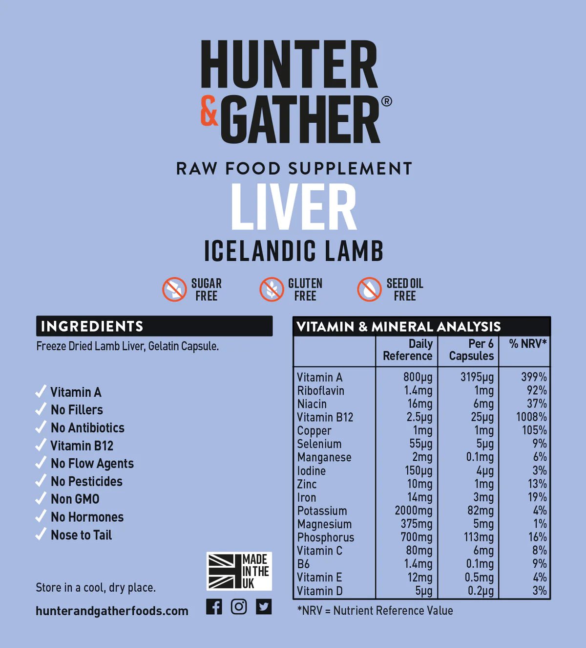 Wild Icelandic Lamb Liver supplements from Hunter & Gather | Available at Sow & Arrow